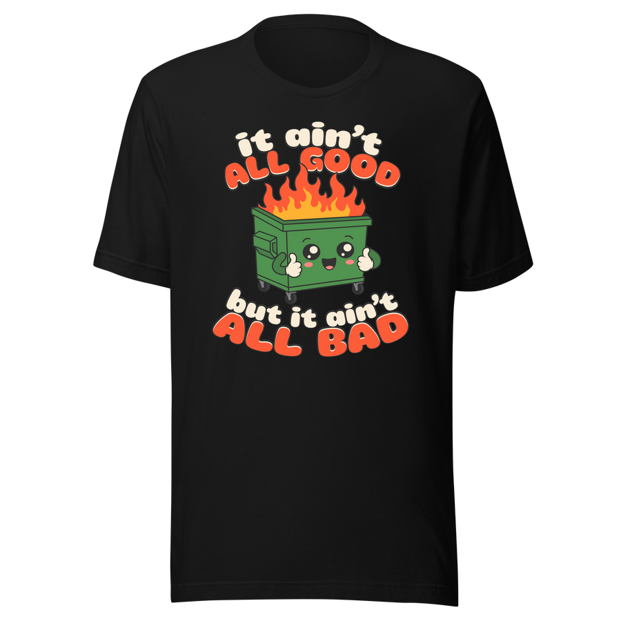 Dumpster Fire Retro Chaos Mascot black shirt mockup by Collapse Cartel