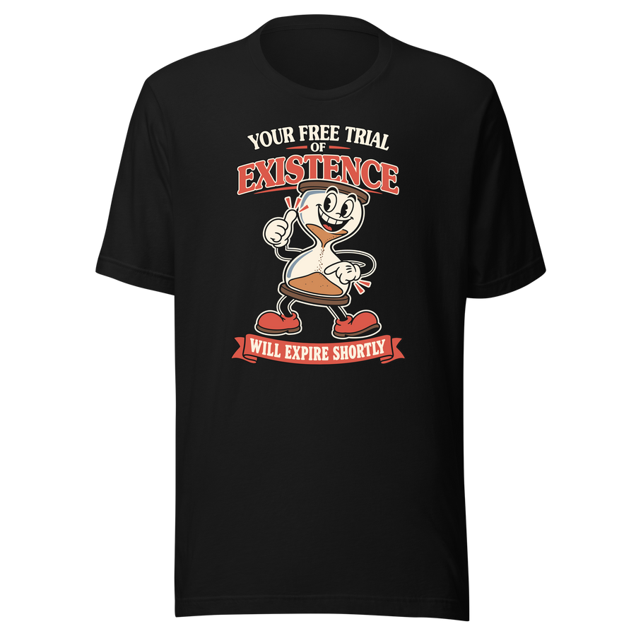 Existential Hourglass Time Is Running Out black shirt mockup by Collapse Cartel