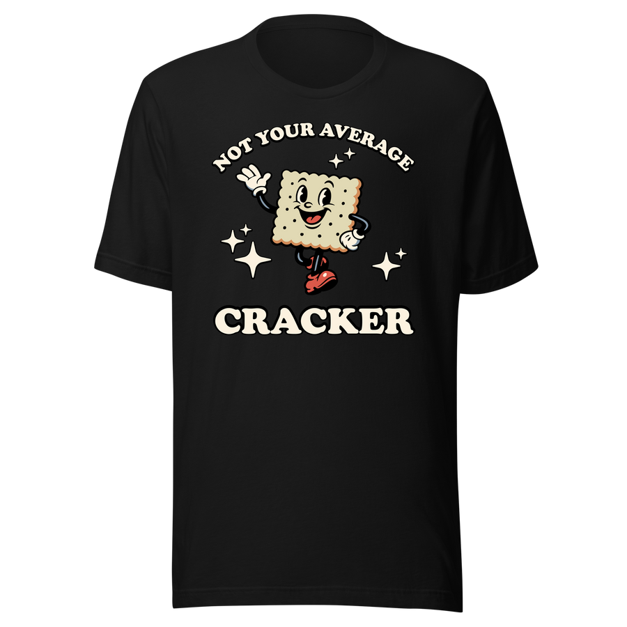 Saltine Cracker Snack Mascot black shirt mockup by Collapse Cartel