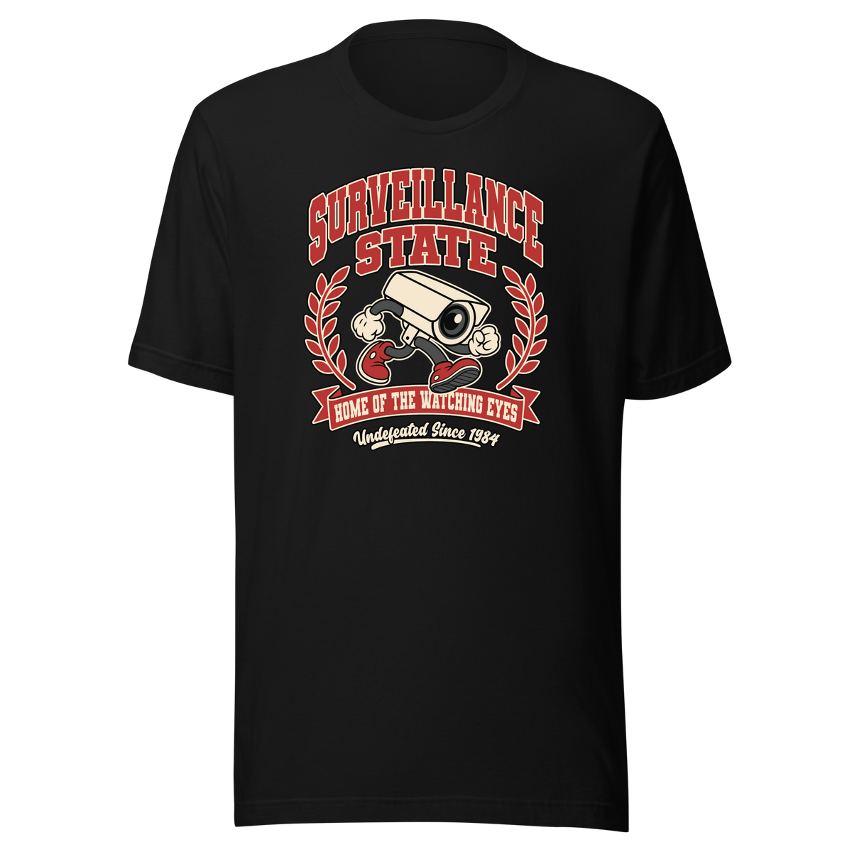 Surveillance State anti-surveillance camera black shirt mockup by Collapse Cartel