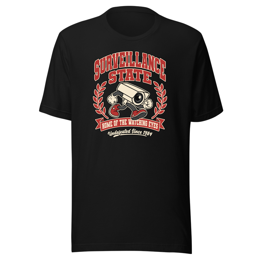 Surveillance State anti-surveillance camera black shirt mockup by Collapse Cartel